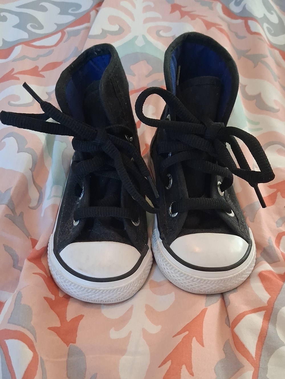 Converse Toddler Black High-Top Sneakers with White Toe